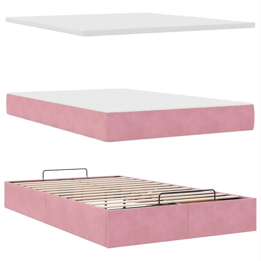 Otomanski krevet s madraca ružičasti 120 x 190 cm baršunasti