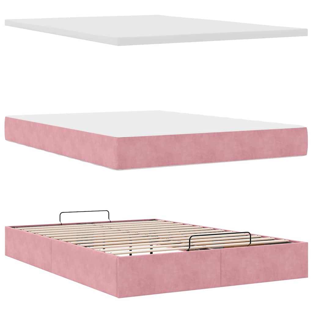 Otomanski krevet s madracem ružičasti 140x200 cm baršun