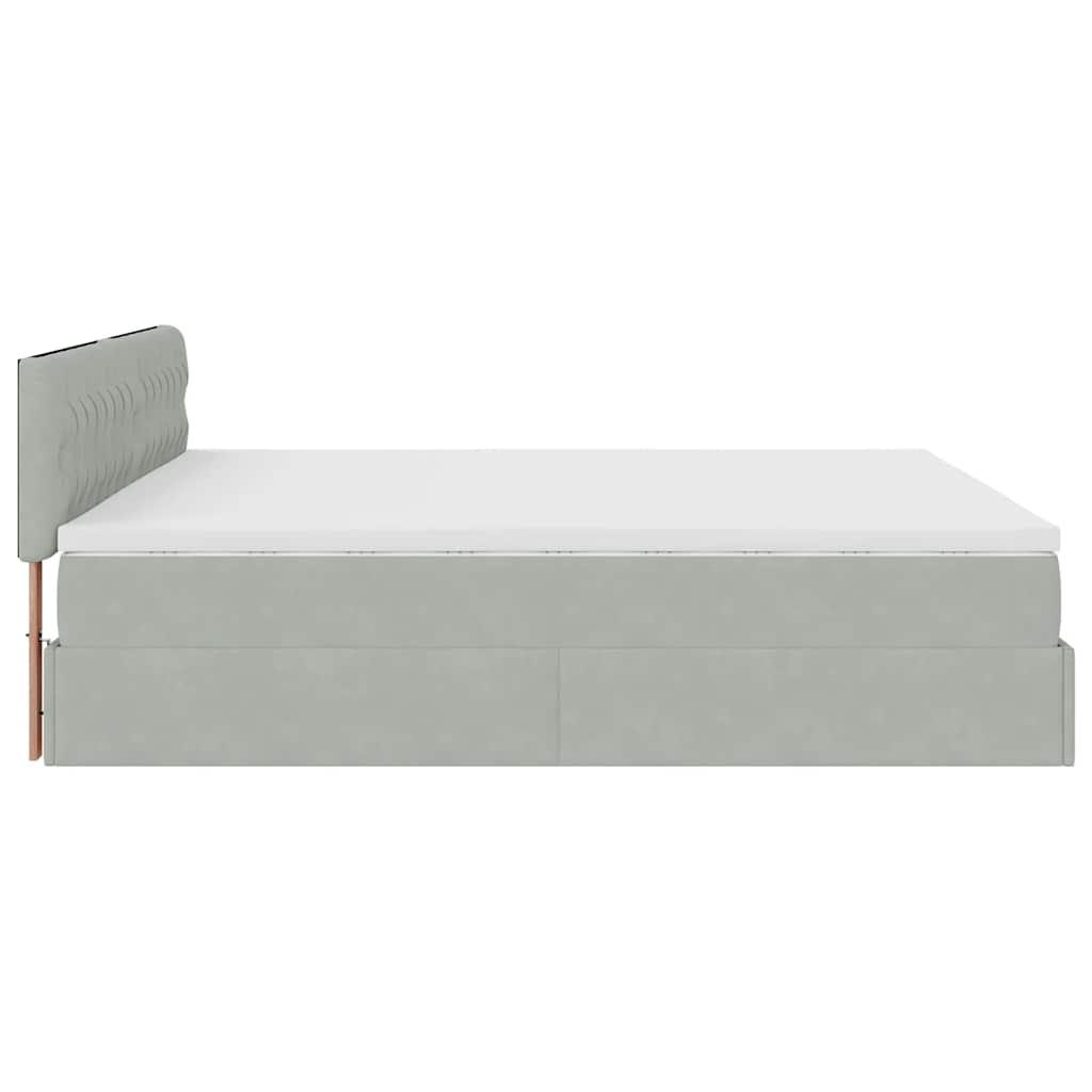 Otomanski krevet s madracem svijetlosivi 180x200 cm baršunasti