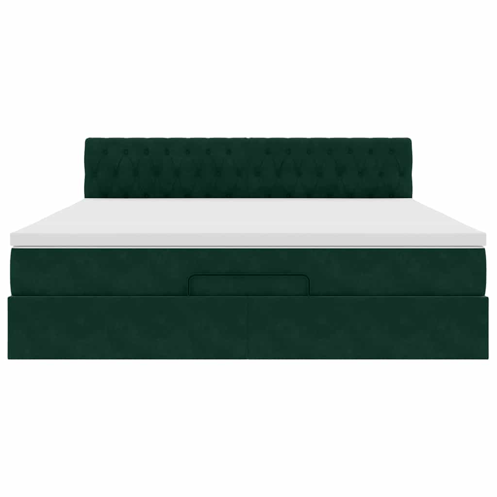 Otomanski krevet s madracem tamnozeleni 180x200 cm baršunasti