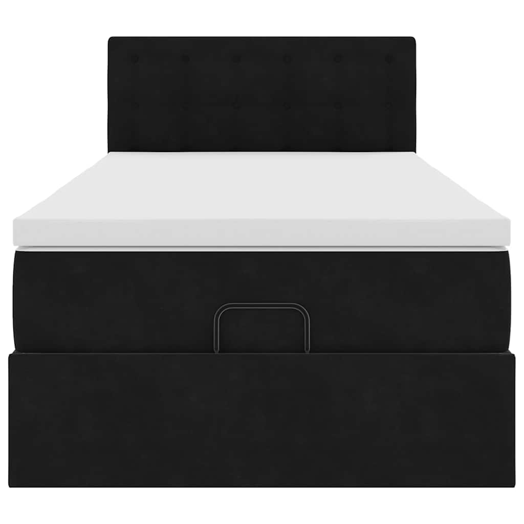 Otomanski okvir kreveta s madraca crni 100x200cm baršunasti