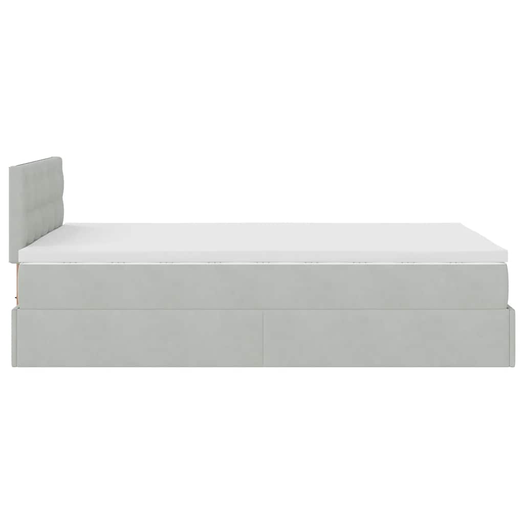 Otomanski krevet s madracem svjetlosivi 120x190 cm baršunasti