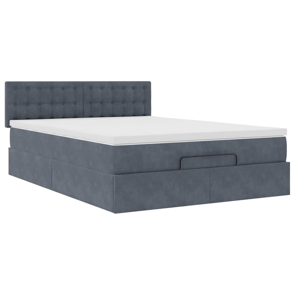 Otomanski krevet s madracem tamnosivi 140x200 cm baršunasti