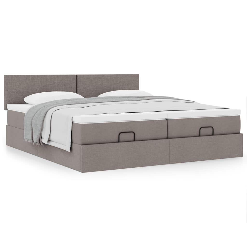 Ottoman krevet s madracima, taupe 160x200 cm, tkanina