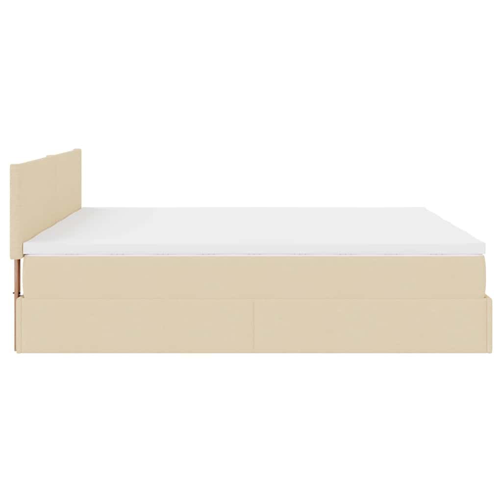 Otomanski okvir kreveta s madracima krem 200x200cm od tkanine
