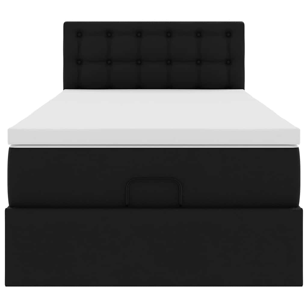 Otomanski okvir kreveta s madracem crni 90x190 cm umjetna koža
