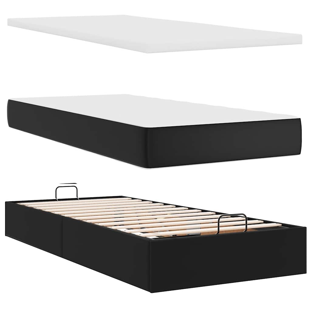 Otomanski okvir kreveta s madracem crni 100x200cm umjetna koža