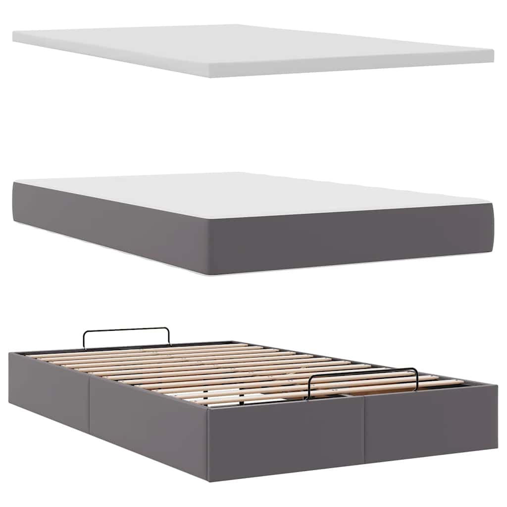 Otomanski krevet s madracima i LED sivi 120x190cm umjetna koža