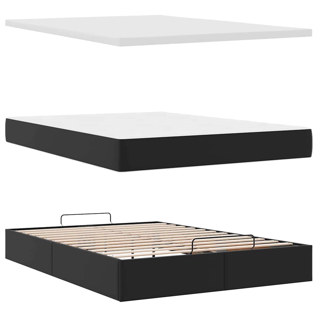 Otomanski krevet s madracima i LED crni 140x190cm umjetna koža