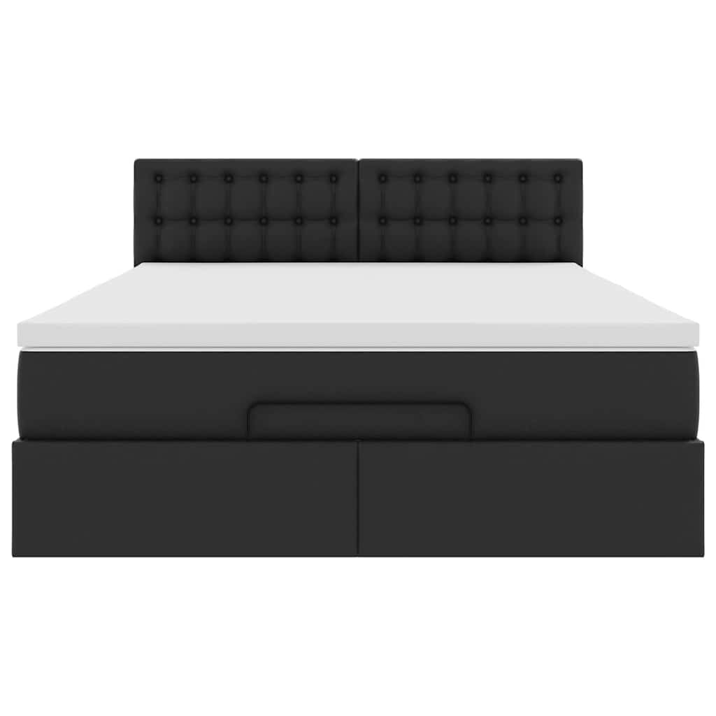 Otomanski krevet s madracima i LED crni 140x190cm umjetna koža