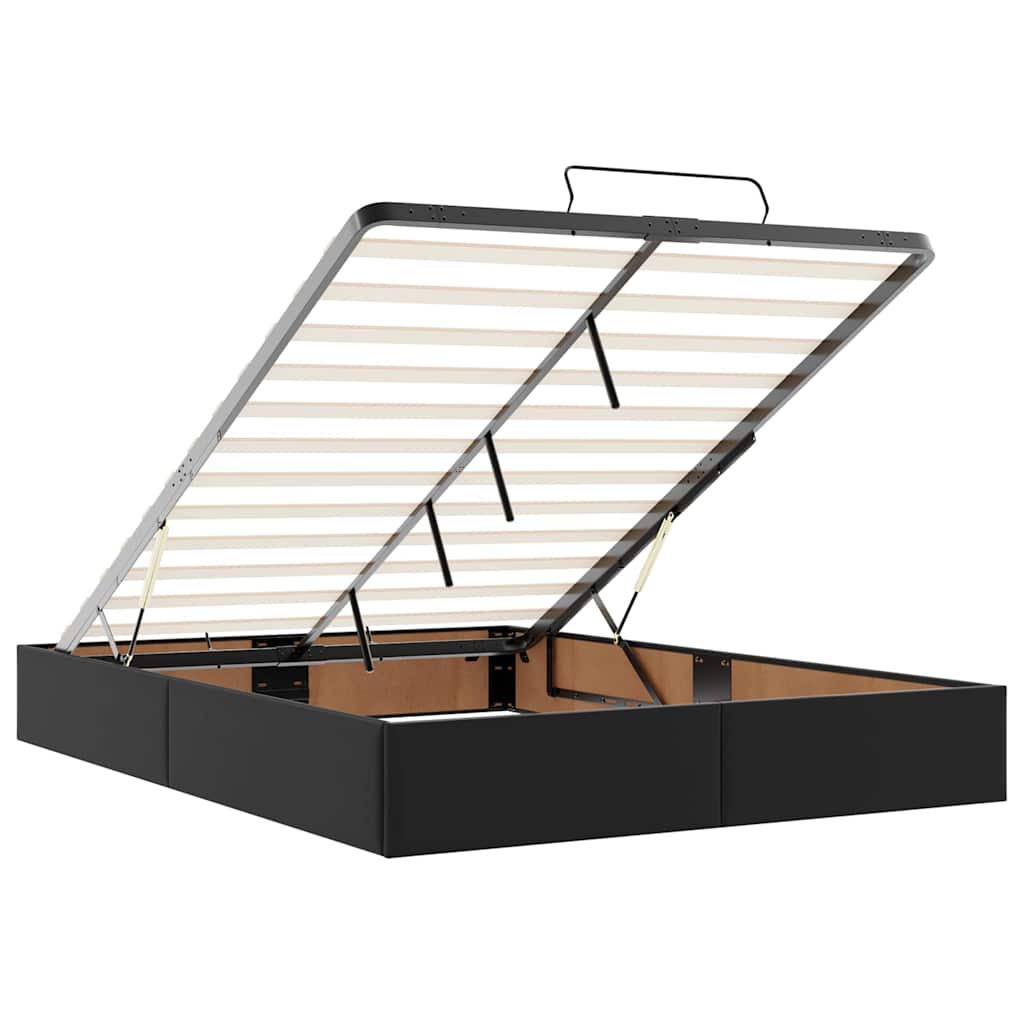 Otomanski krevet s madracima i LED crni 140x190cm umjetna koža