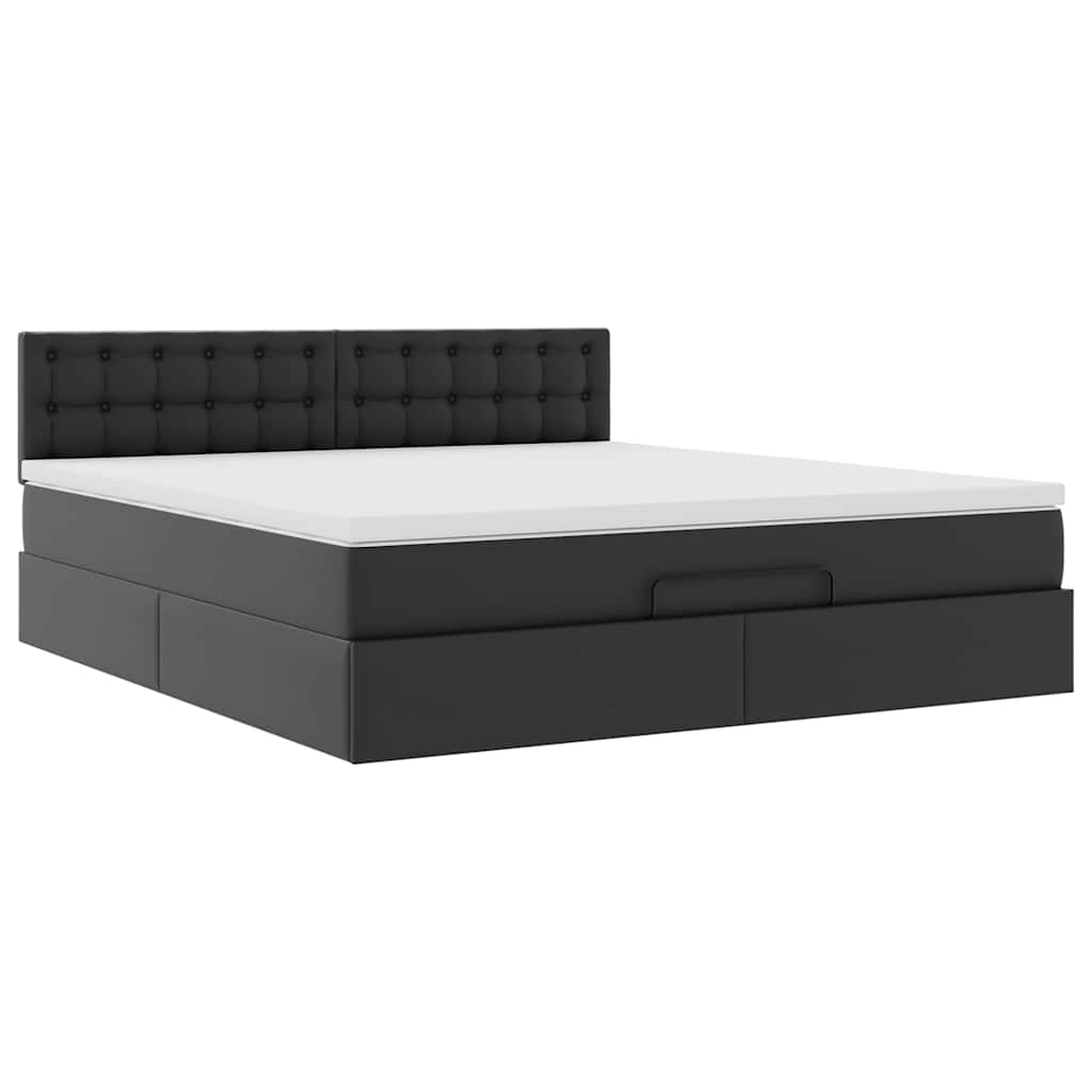 Otomanski krevet s madracima i LED crni 180x200 cm umjetna koža