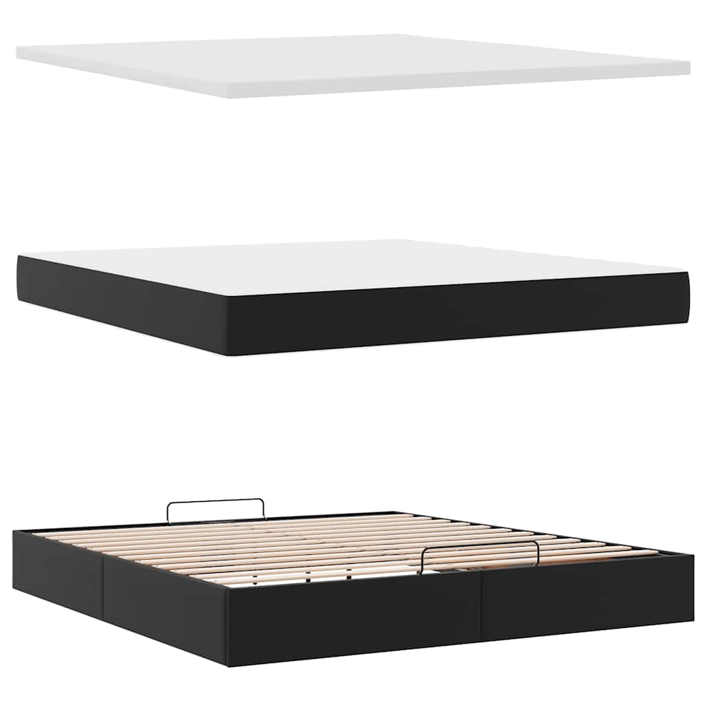 Otomanski krevet s madracima i LED crni 180x200 cm umjetna koža