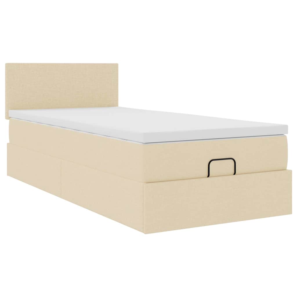 Otomanski okvir kreveta s madraca krem 90x190cm od tkanine