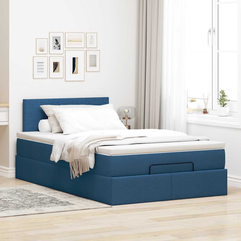 Otomanski krevet madracem i LED plava 120x190 cm tkanina