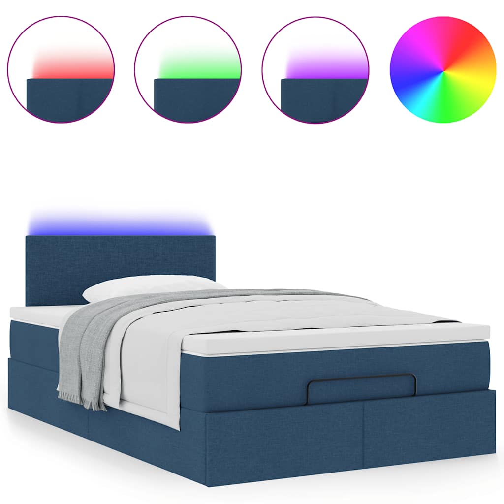 Otomanski krevet madracem i LED plava 120x190 cm tkanina
