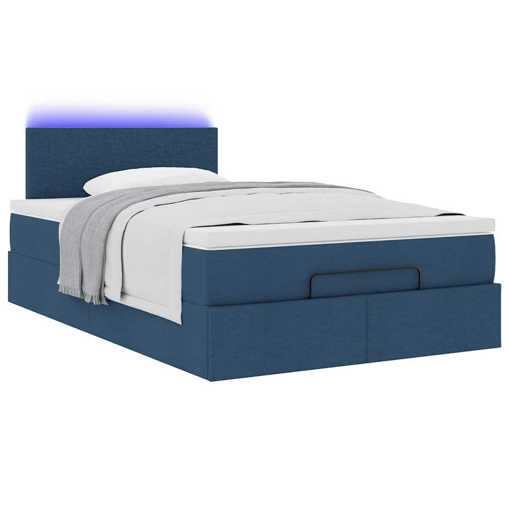 Otomanski krevet madracem i LED plava 120x190 cm tkanina