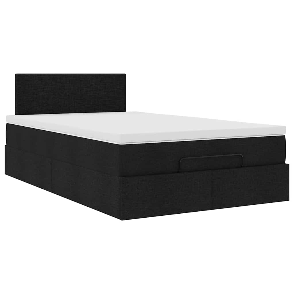Otomanski krevet s madracem crni 120x200 cm tkanine