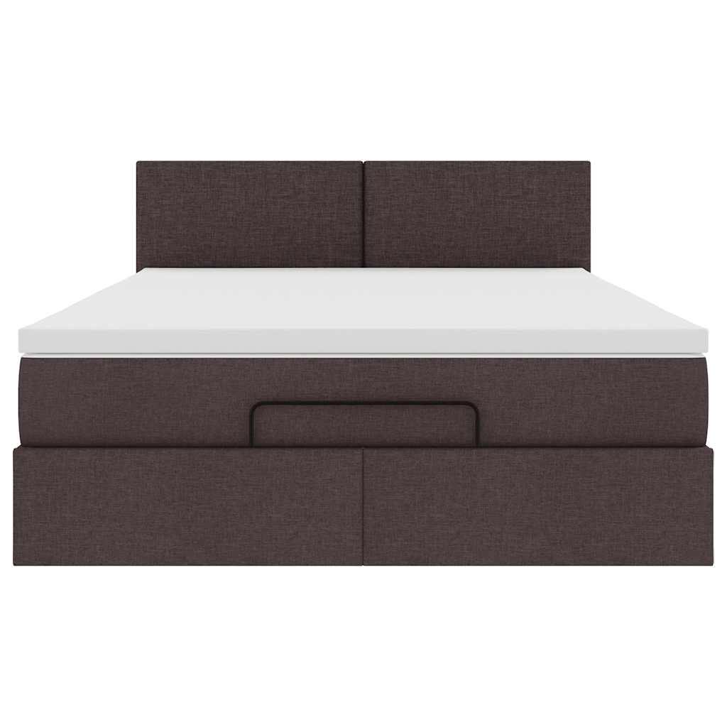Otomanski krevet s madracem i LED tamnosmeđi 140x190 cm tkanine