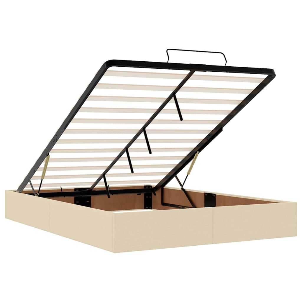 Otomanski krevet s madracem i LED krem 140x190 cm tkanine