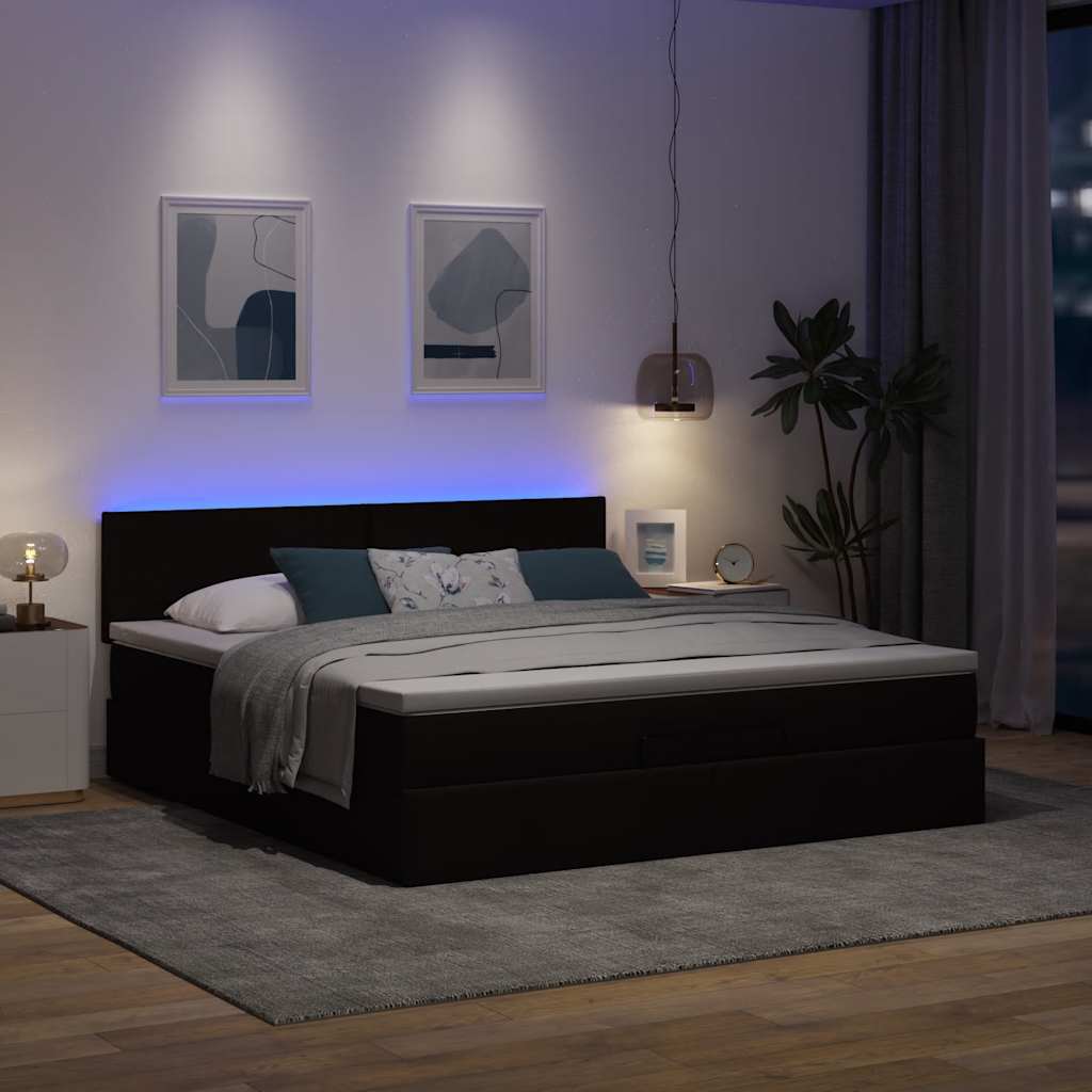 Otomanski krevet s madracem i LED tamnosmeđi 160x200cm tkanine
