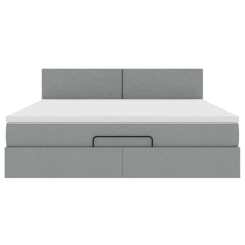 Otomanski krevet s madracem&LED svijetlosivi 180x200cm tkanine