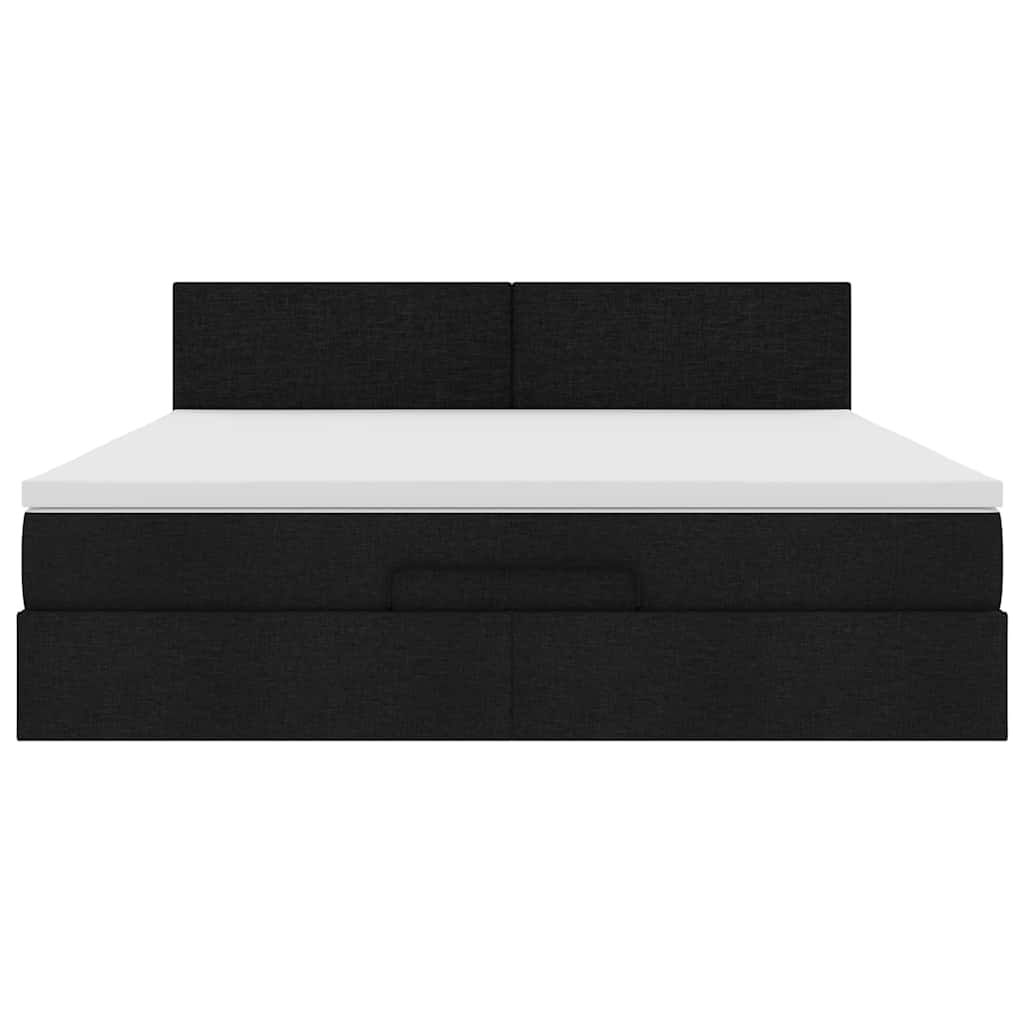 Otomanski krevet s madracem i LED crni 180x200cm od tkanine