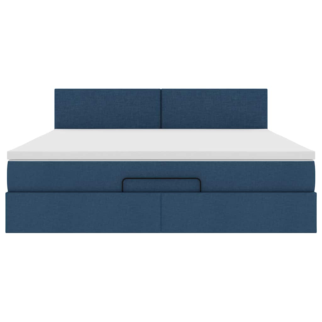 Otomanski krevet s madracem i LED plavi 180x200cm od tkanine