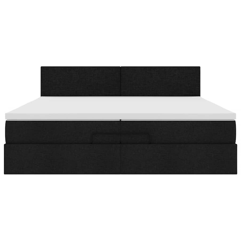 Otomanski okvir kreveta s madracima crni 200x200cm od tkanine
