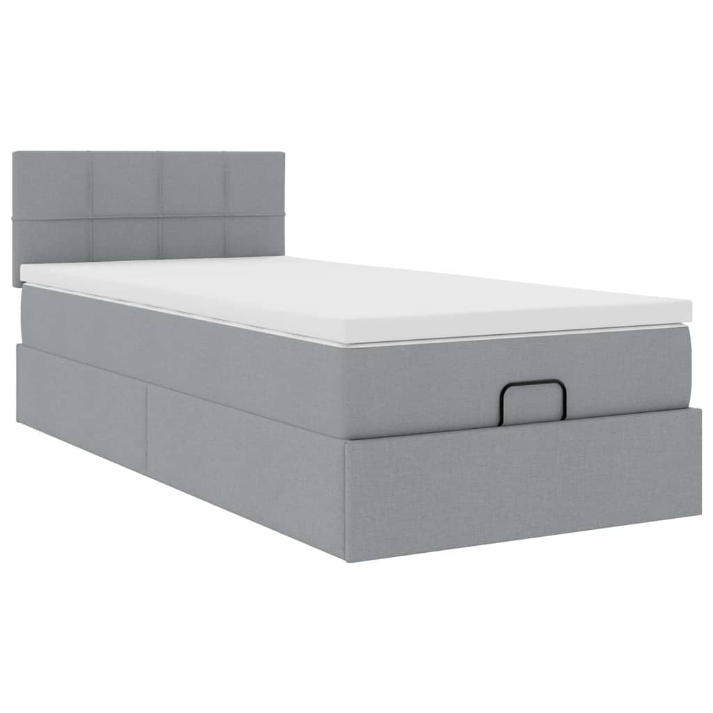 Otomanski krevet s madracem i LED svijetlosiva 80x200cm tkanina