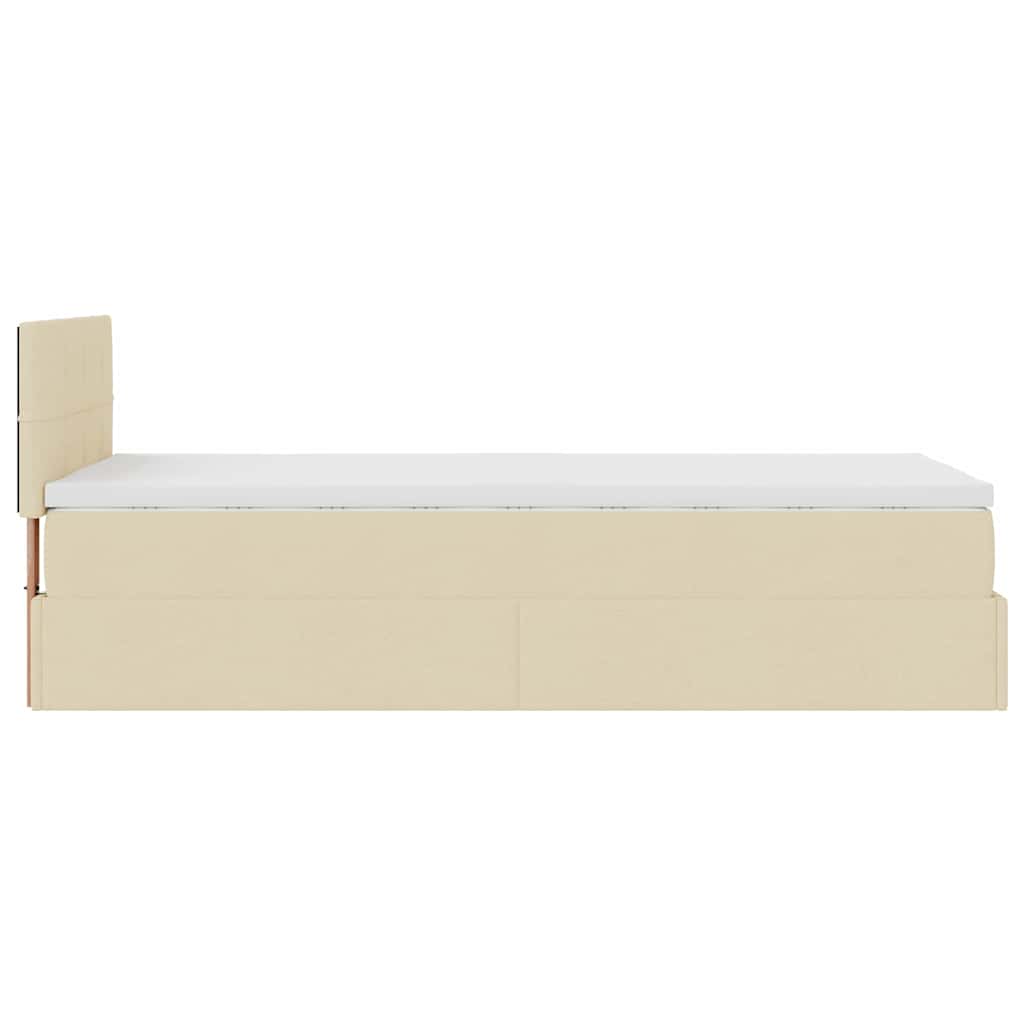 Otomanski okvir kreveta s madraca krem 80x200cm od tkanine