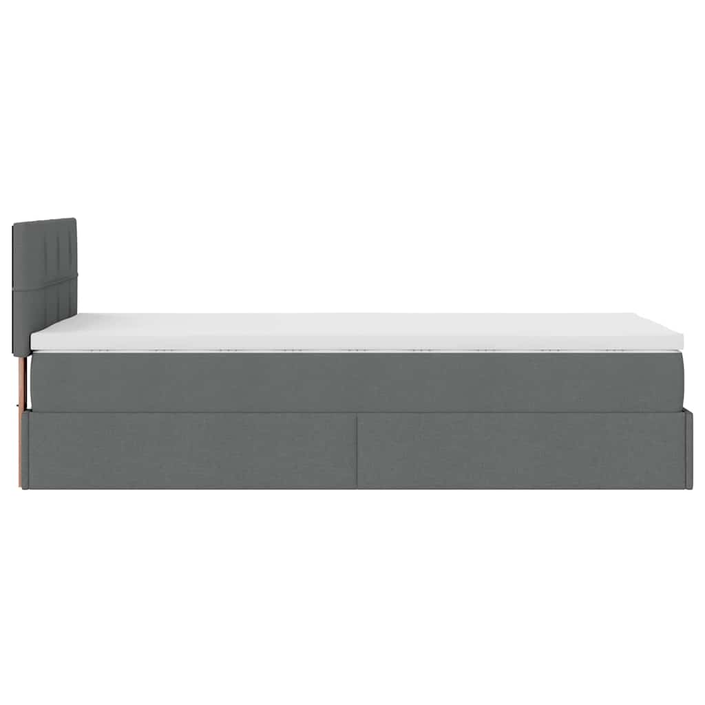 Otomanski okvir kreveta s madraca tamnosivi 90x190cm tkanine