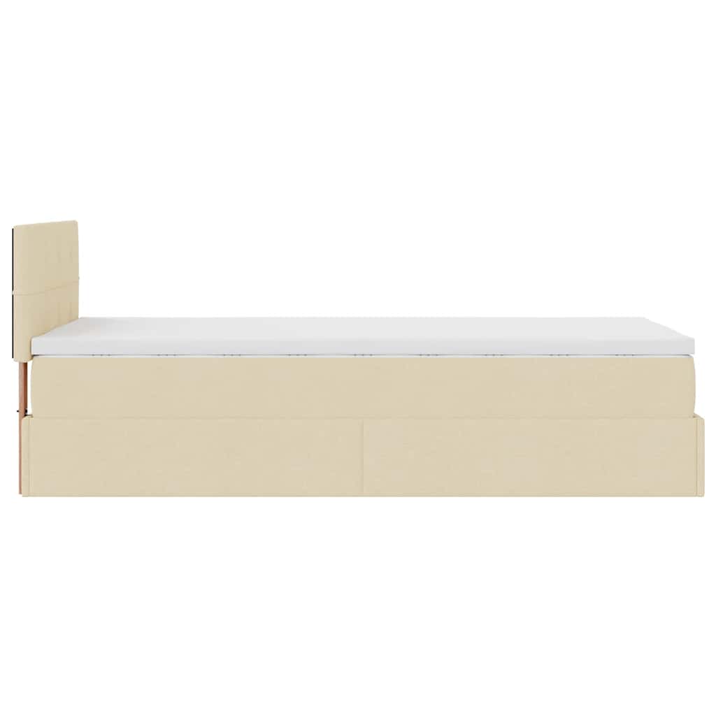 Otomanski okvir kreveta s madraca krem 90x190cm od tkanine