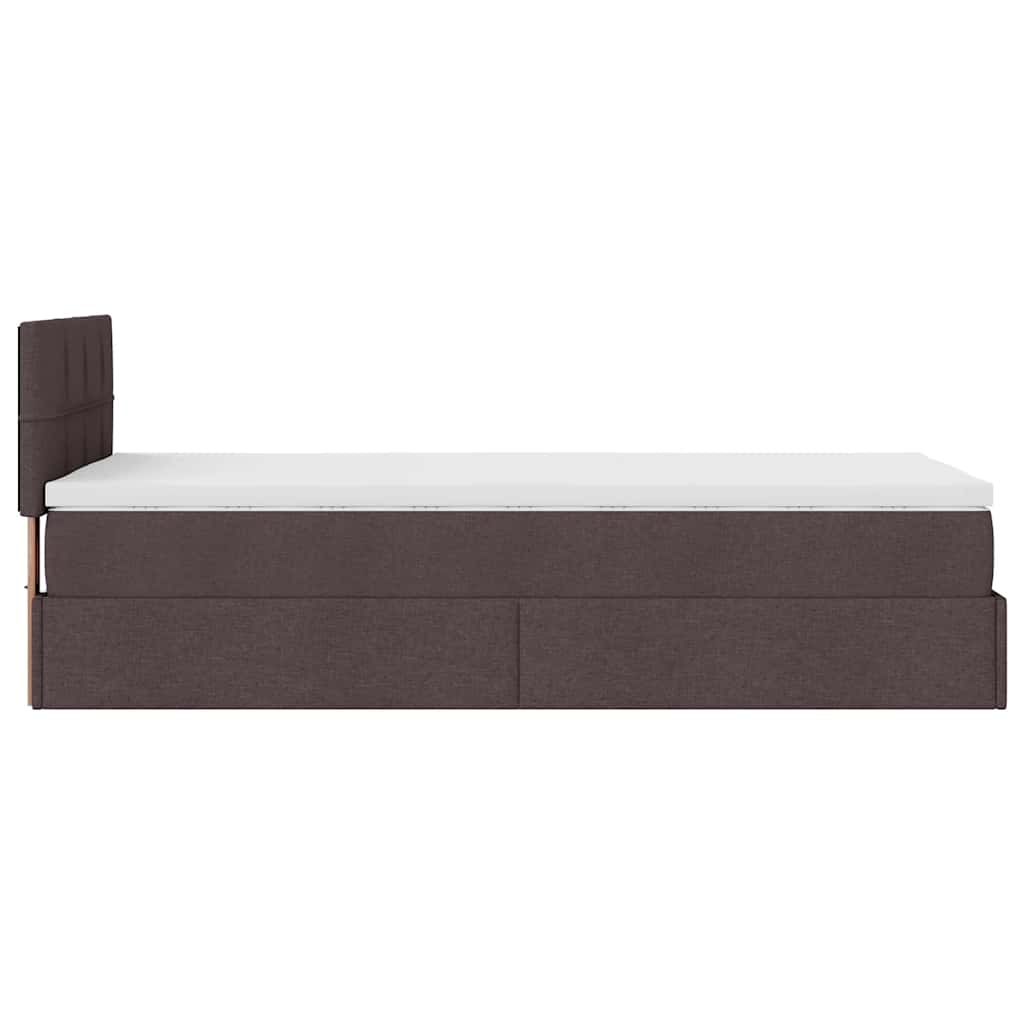 Otomanski krevet s madracem i LED tamnosmeđi 90x200 cm tkanine