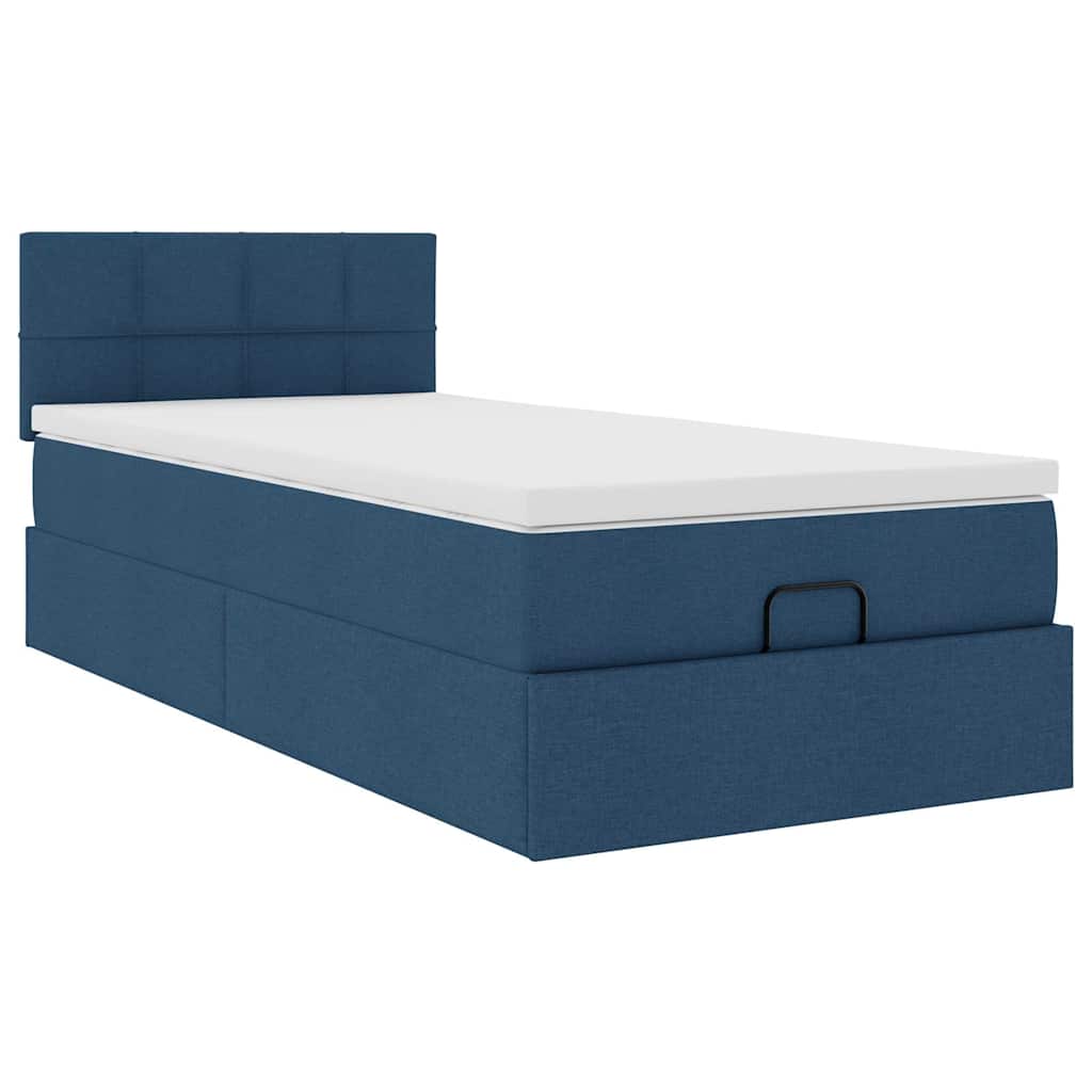 Otomanski krevet s madracem i LED plavi 90x200 cm tkanine