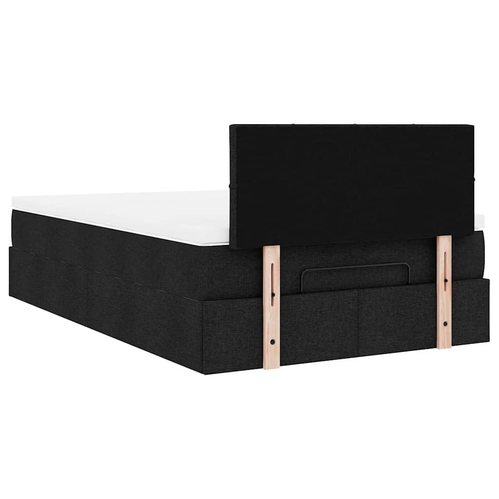 Otomanski krevet madracem i LED crna 120x190 cm tkanina