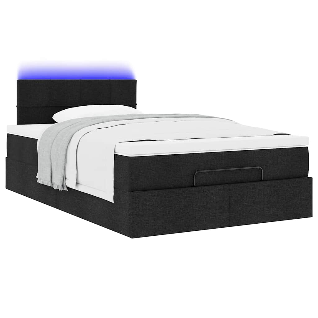 Otomanski krevet madracem i LED crna 120x190 cm tkanina