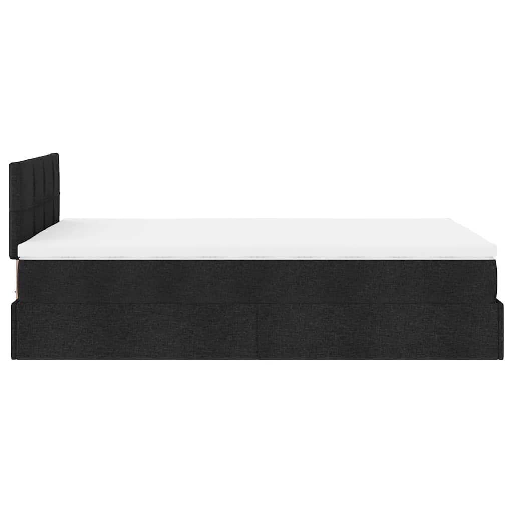 Otomanski krevet madracem i LED crna 120x190 cm tkanina