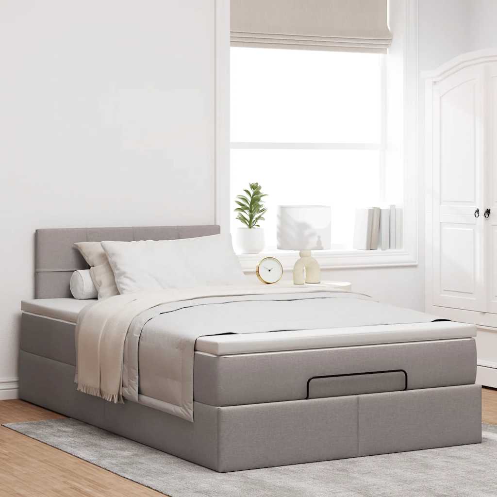 Otomanski krevet madracem i LED Taupe 120x190 cm tkanina