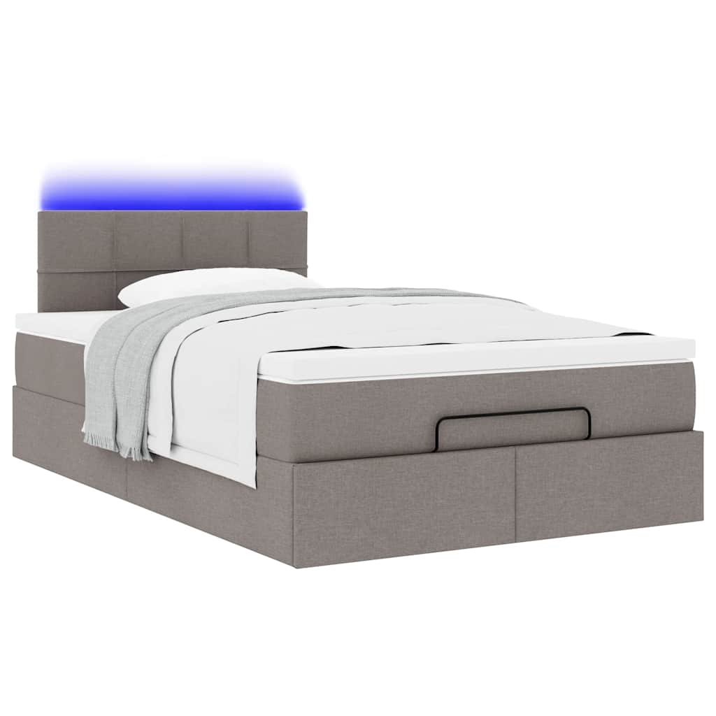 Otomanski krevet madracem i LED Taupe 120x190 cm tkanina