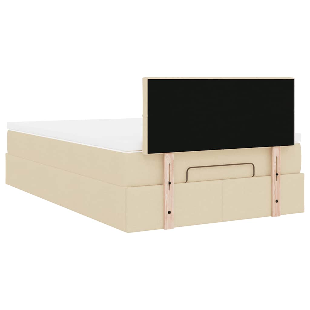 Otomanski krevet madracem i LED krem 120x190 cm tkanina