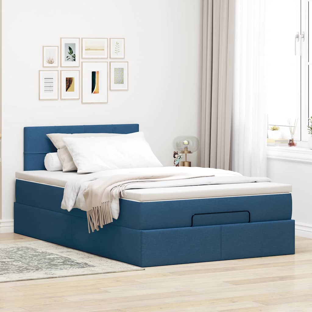 Otomanski krevet s madracem i LED plavi 120x200 cm tkanine