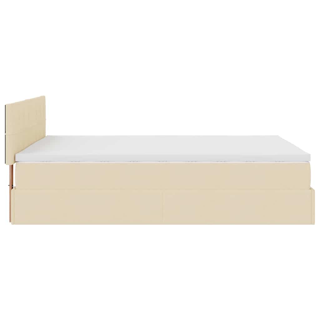 Otomanski krevet s madracem i LED krem 140x190 cm tkanine
