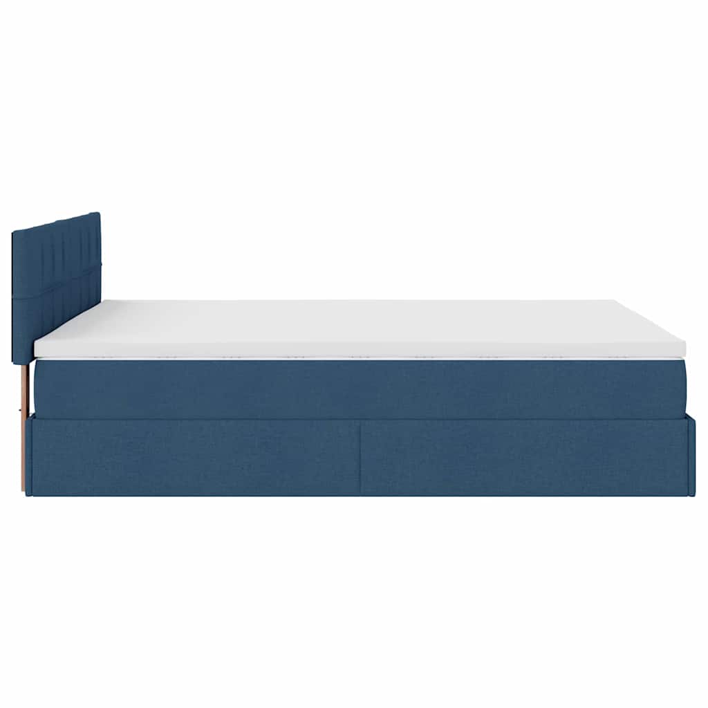 Otomanski krevet s madracem i LED plavi 140x190 cm tkanine