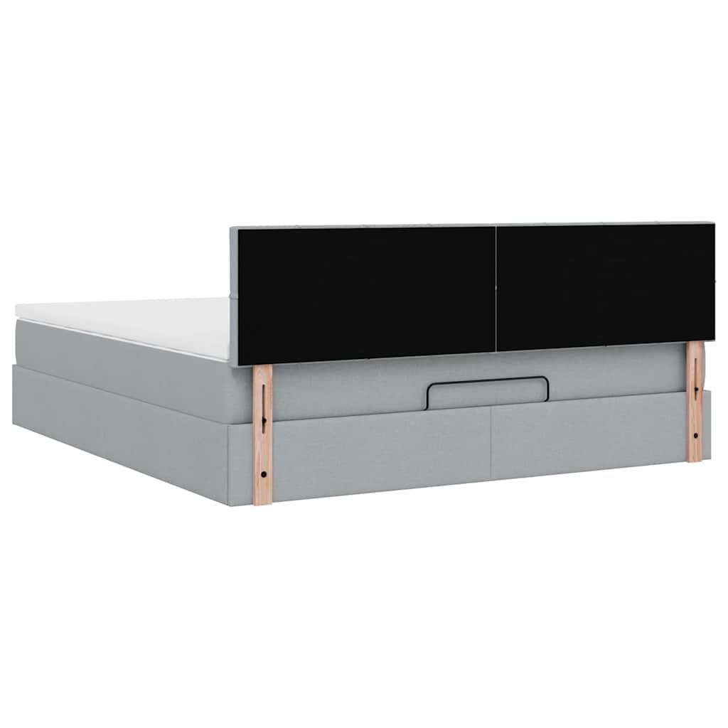 Otomanski krevet s madracem&LED svijetlosivi 180x200cm tkanine