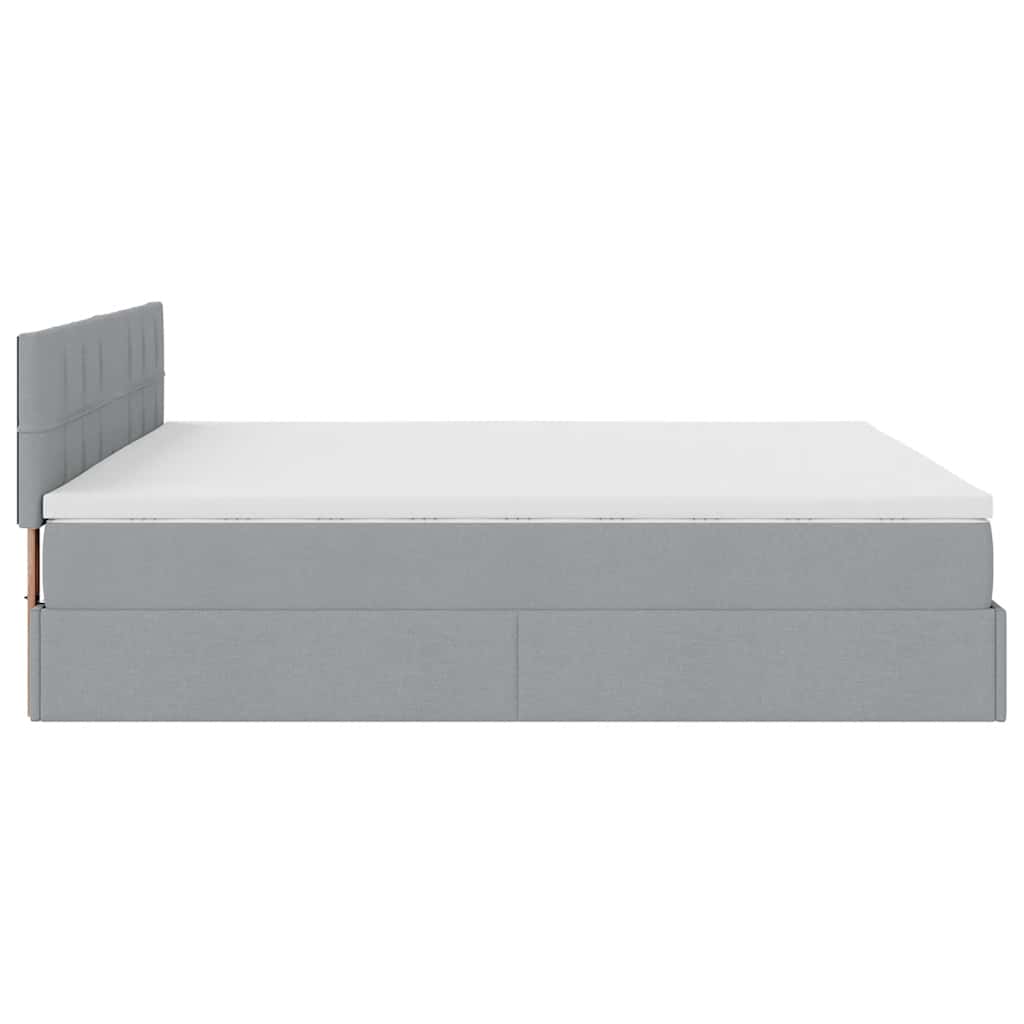 Otomanski krevet s madracem&LED svijetlosivi 180x200cm tkanine