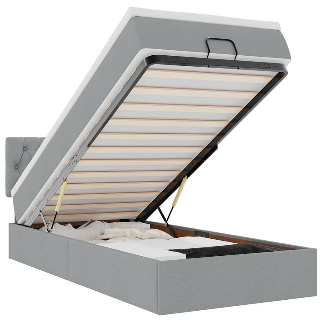 Otomanski krevet s madracem i LED svijetlosiva 80x200cm tkanina