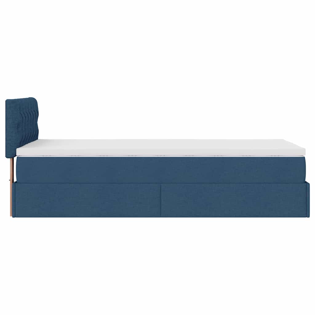 Otomanski okvir kreveta s madraca plavi 90x190cm od tkanine