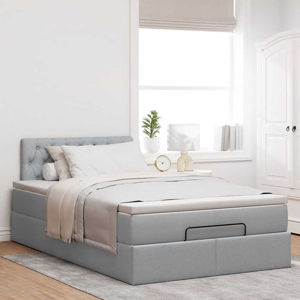 Otomanski krevet s madracem svjetlosivi 120x190 cm tkanine