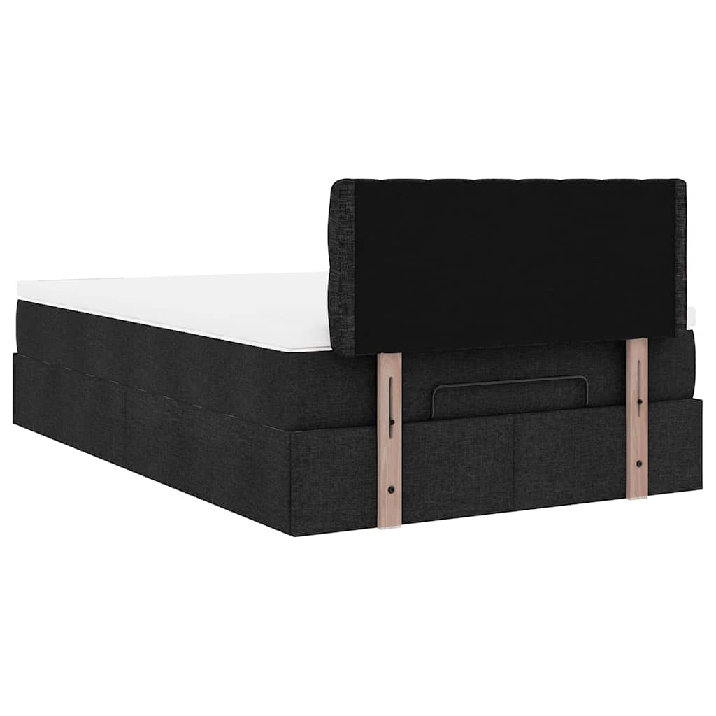 Otomanski krevet madracem i LED crna 120x190 cm tkanina